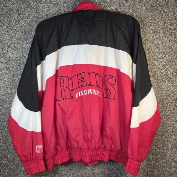 cincinnati reds Windbreaker Vintage MLB Logo 7 Full Zip Embroidered Jacket Sz XL